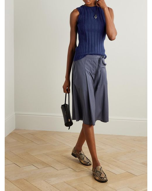 arch4 Blue Bosherton Ribbed Cotton, Silk And Cashmere-Blend Tank