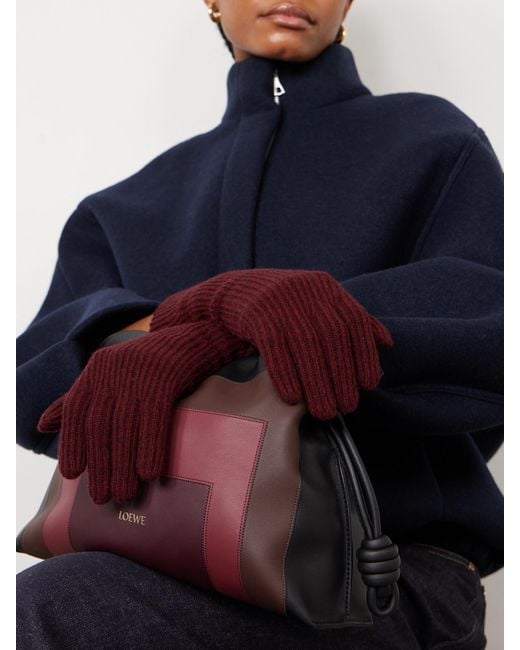 arch4 Purple Juliann Ribbed Cashmere Gloves