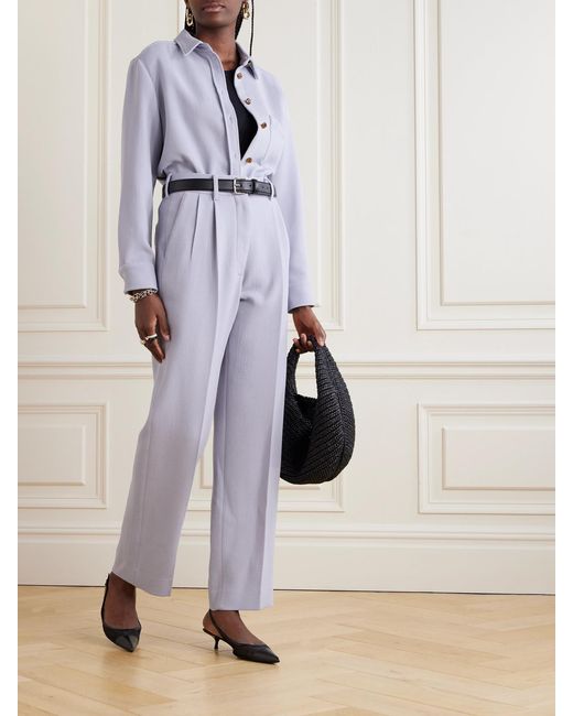 Blazé Milano Blue Fox Pleated Wool Tapered Pants