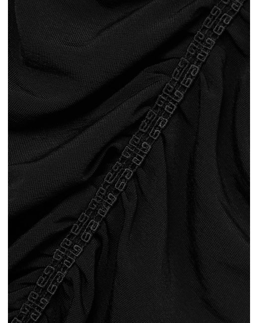Givenchy Black Cold-Shoulder Crochet-Trimmed Ruched Stretch-Jersey Mini Dress