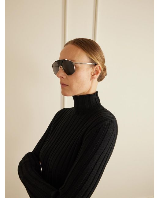 Alaïa Metallic Aviator-Style-Tone And Acetate Sunglasses
