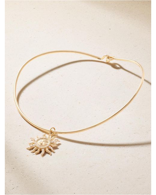 Marlo Laz Natural El Sol 14-Karat Diamond Pendant Necklace