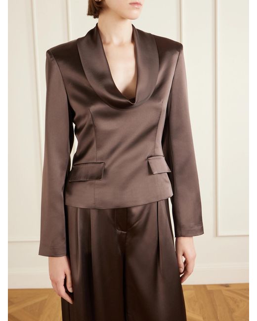 Violante Nessi Brown Kendal Satin Blouse