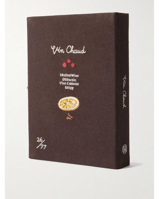 Olympia Le-Tan Gray Vin Chaud Embroidered Appliquéd Canvas Clutch