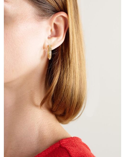 Ileana Makri Natural Inside Out Ripple 18-Karat, Rhodium-Plated And Diamond Hoop Earrings