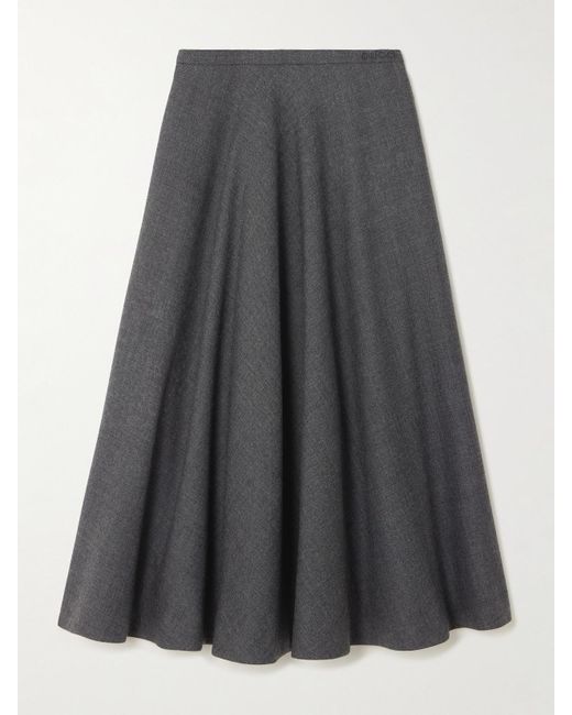 Gucci Gray Embroidered Wool Midi Skirt