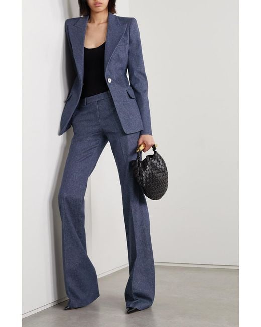 Michael Kors Blue Haylee Wool-Blend Flared Pants