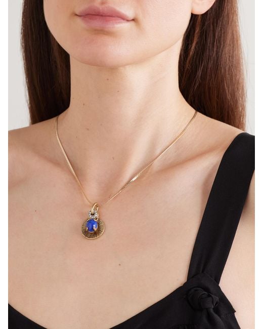 Maison Mayle White Soli Bon-Plated, Lapis Lazuli And Crystal Necklace