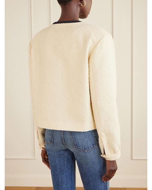Blazé Milano Natural Orinda Riviera Cropped Cotton-Blend Bouclé Blazer
