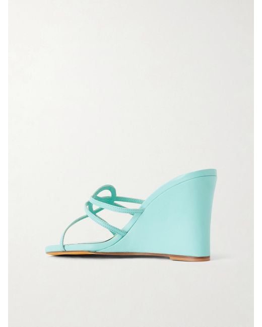 Maryam Nassir Zadeh Blue 70 Opera Leather Wedge Sandals