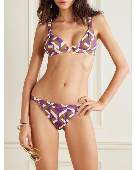 Eres Pink Must Embellished Printed Triangle Bikini Top
