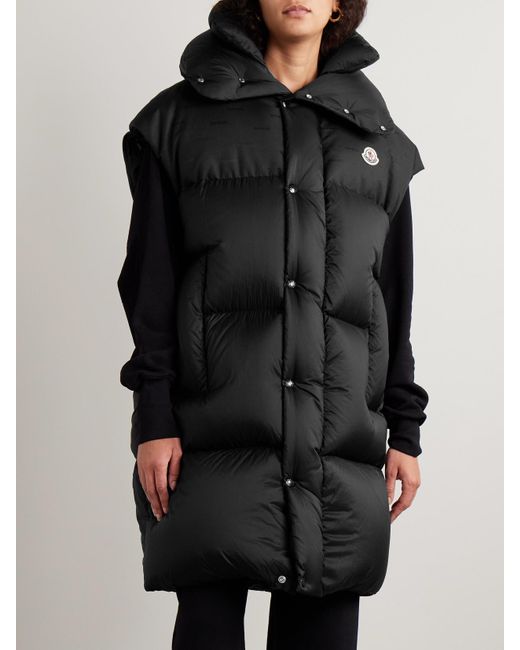 Moncler Black Verone Convertible Hooded Quilted Shell Down Coat