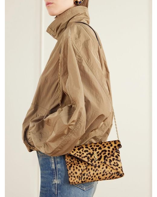 Saint Laurent Natural Cassandre Animal-Print Calf Hair Shoulder Bag