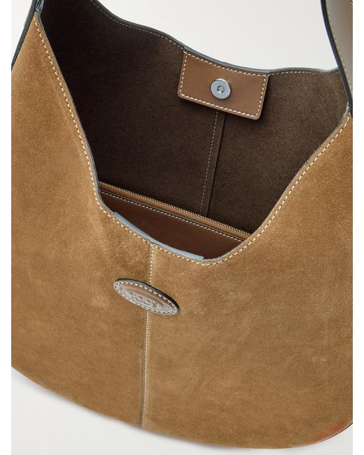 Tod's Brown Di Bag Leather-Trimmed Suede Shoulder Bag