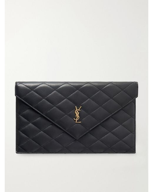 Saint Laurent Black Paris Matelassé Leather Pouch