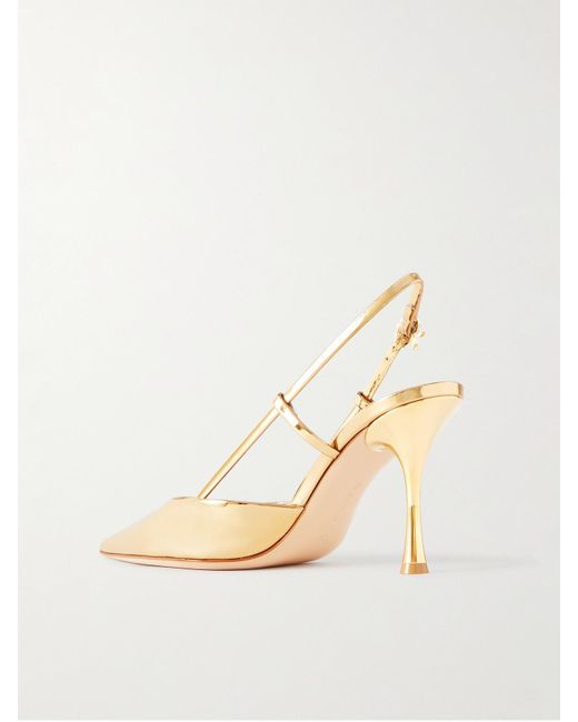 Gianvito Rossi Natural Ascent 85 Mirrored-Leather Slingback Pumps