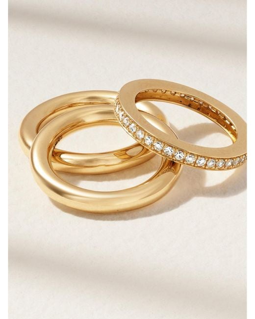 BY PARIAH Natural Set Of Three 14-Karat Recycled Diamond Pinky Rings