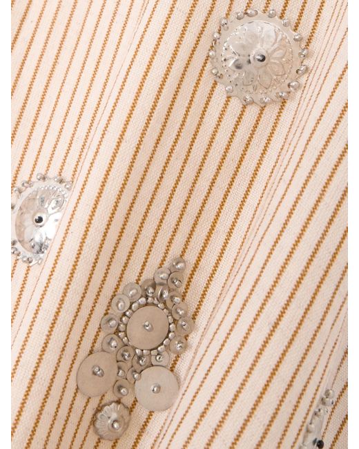Alix Of Bohemia Natural Soleil Cedar Embellished Striped Cotton And Linen-Blend Mini Dress