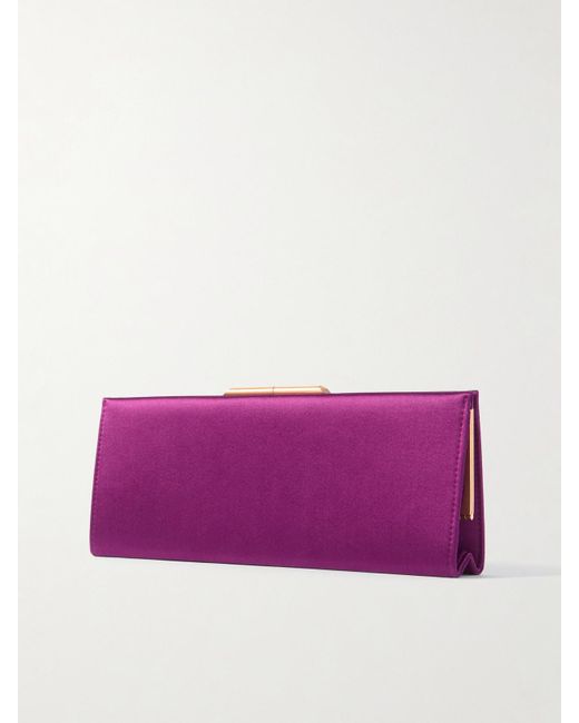 Saint Laurent Purple Midnight Small Satin Clutch