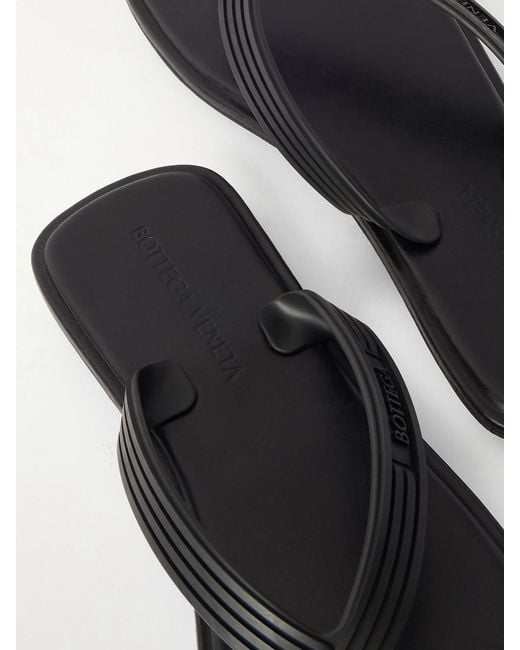 Bottega Veneta Black Sampieri Flat Thong Rubber Flip Flops