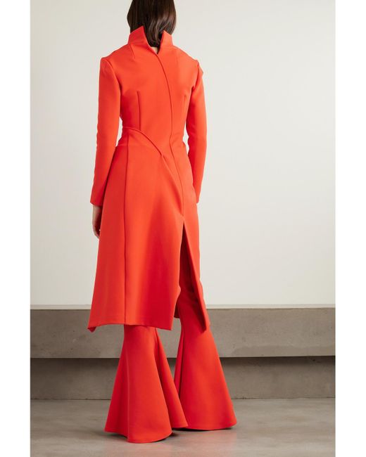 A.W.A.K.E. MODE Red Asymmetric Stretch-Twill Coat