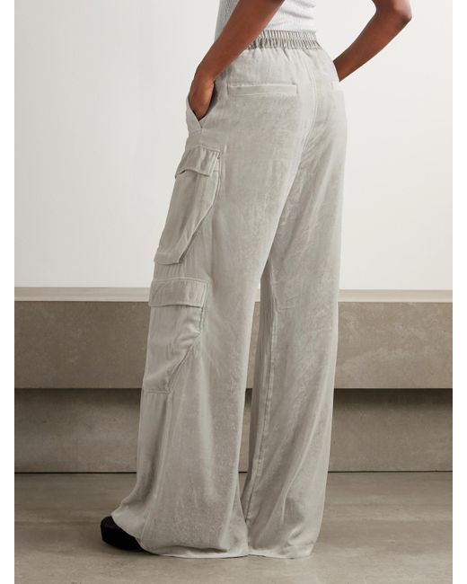Rick Owens White Cargohose Mit Weitem Bein Aus Samt Mit Shell-Besatz