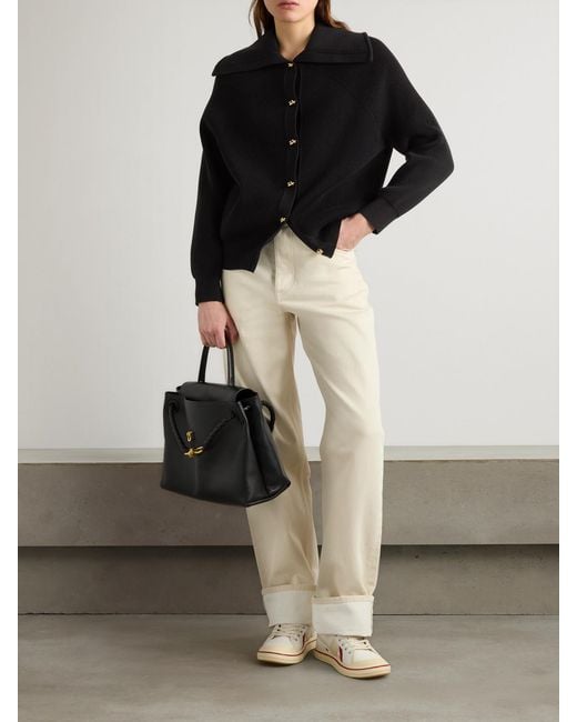 Bottega Veneta Black Ribbed Cotton Cardigan