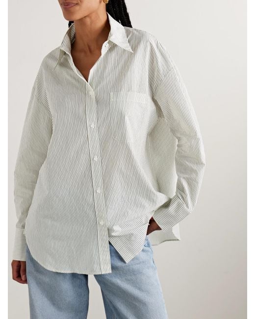 Twp White Big Joe Oversized Striped Cotton-Blend Shirt