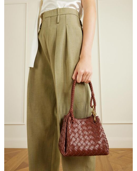 Bottega Veneta Red Parachute Small Intrecciato Leather Shoulder Bag