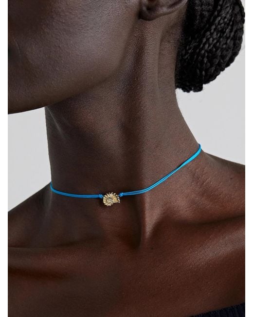 Yvonne Léon Blue 9-Karat, Cotton And Diamond Necklace