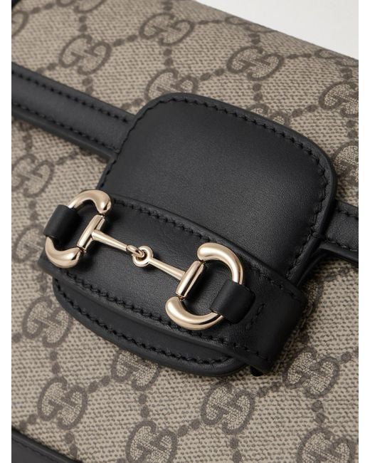 Gucci Brown Horsebit 1955 Schultertasche Aus Beschichtetem Canvas Mit Lederbesätzen Und Verzierung