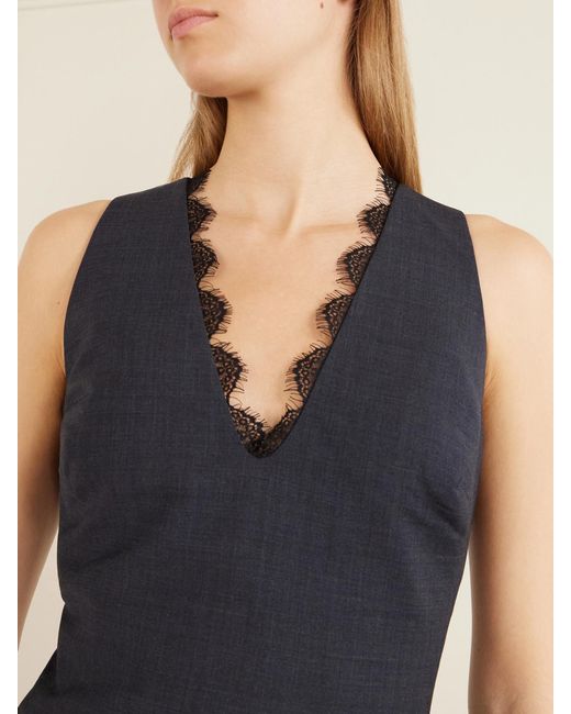 Sir Blue Mathias Tailored Lace-Trimmed Wool-Blend Mini Dress