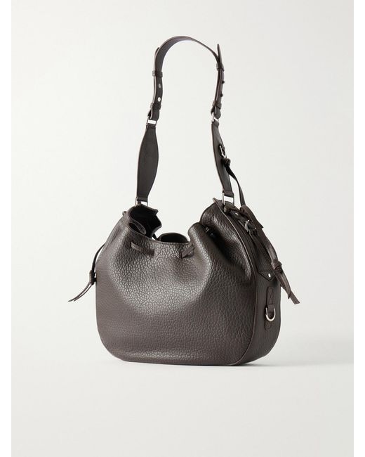 Isabel Marant Black Bolton Tasseled Textured-Leather Shoulder Bag