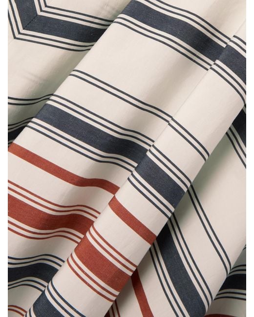 Bottega Veneta Blue Striped Cotton And Linen-Blend Midi Skirt