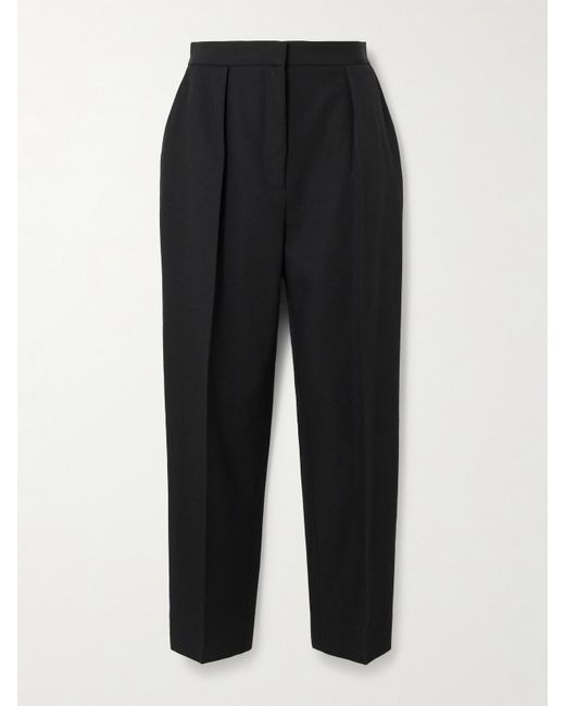 Balmain Black Hose Aus Grain De Poudre Aus Wolle Mit Falten