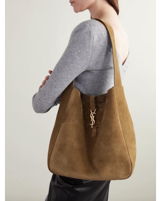 Saint Laurent Brown Le 5 À 7 Supple Große Schultertasche Aus Veloursleder