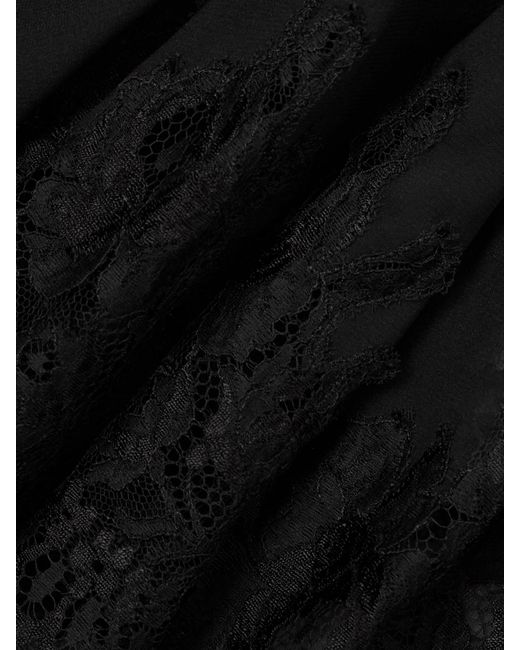 Dolce & Gabbana Black Scalloped Lace-Trimmed Chiffon Camisole