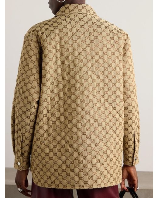 Gucci Natural Hemd Aus Gestepptem Canvas Aus Einer Baumwollmischung Mit Jacquard-Muster Und Wattierung