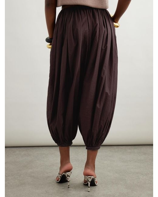 Alaïa Brown Pleated Chiffon Tapered Pants