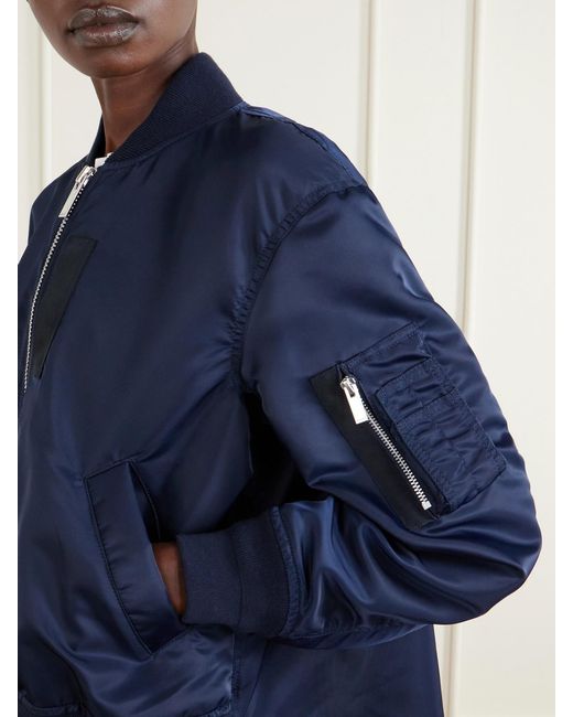 Sacai Blue Pleated Padded Shell Bomber Jacket