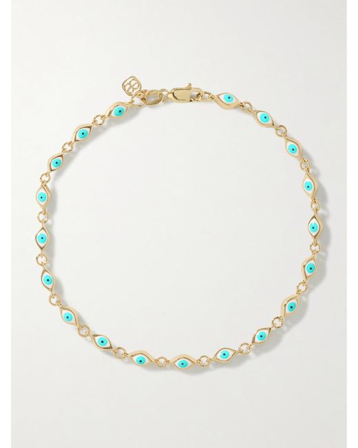 Sydney Evan Blue Mini Evil Eye 14-Karat And Enamel Bracelet