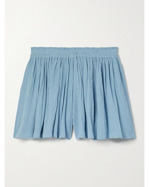 Suzie Kondi Blue Pezo Cotton-Gauze Shorts