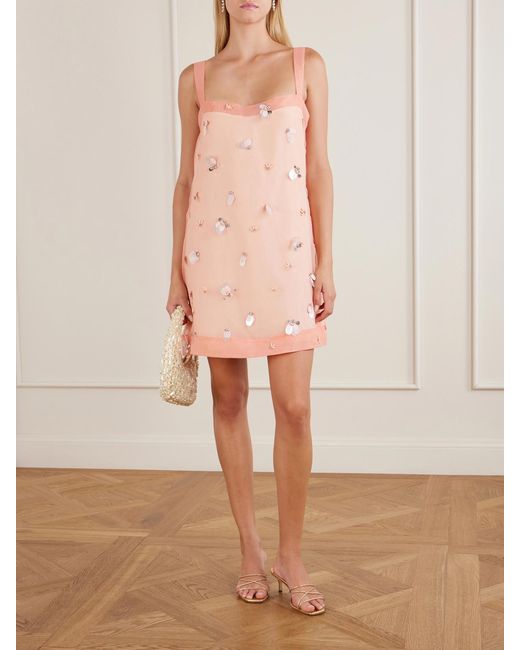 Jonathan Simkhai Pink Sumi Embellished Organza Mini Dress