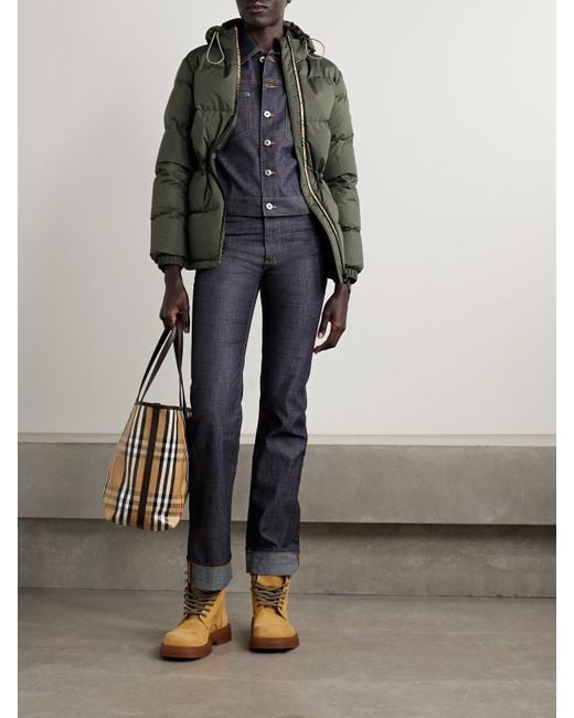 Burberry Green Daunenjacke Aus Gestepptem Shell Mit Kapuze