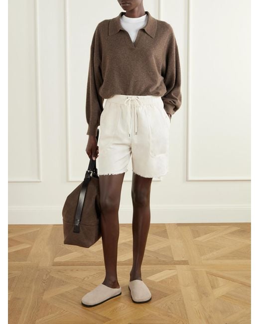 James Perse Natural Lyocell, Linen And Cotton-Blend High-Rise Utility Shorts