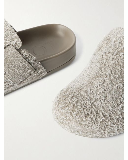 Loewe White Ease Buckled Brushed-Suede Mules