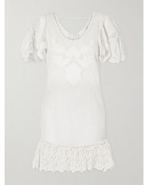 Isabel Marant White Diena Crocheted Cotton Mini Dress