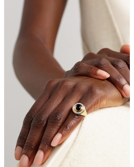 L'Atelier Nawbar Natural Mimete 18-Karat, Onyx And Diamond Pinky Ring