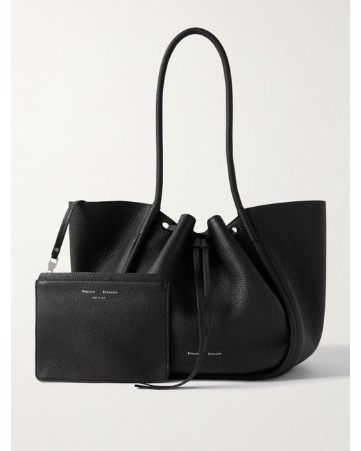 Proenza Schouler Black Große Tote Aus Aus Strukturiertem Leder Mit Raffungen