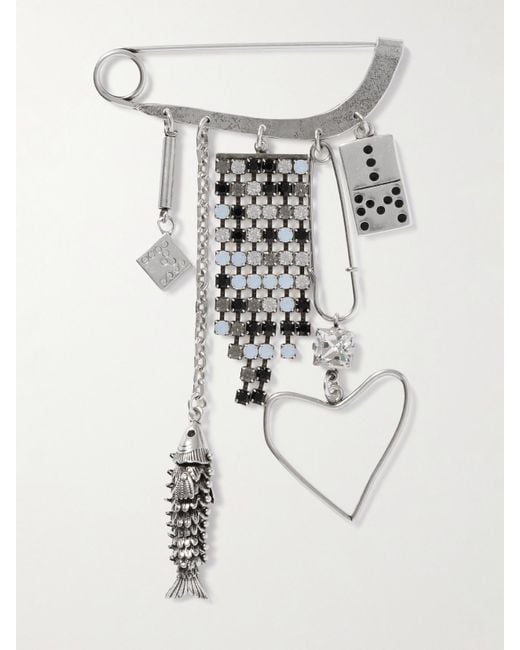 Isabel Marant White Abby Silberfarbene Brosche Mit Kristallen